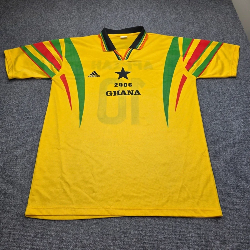 Vintage Ghana 2006 World Cup Soccer Jersey Adidas Stephen Appiah #10 Yellow XL - Picture 2 of 8